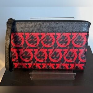 Salvatore Ferragamo Embossed Gancini Leather Wristlet